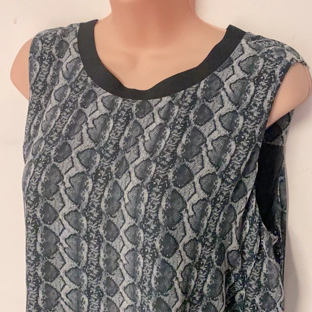 Rachel Roy Chiffon Shift Snake Print Boho Summer High Low Tunic Dress  size 1X - Picture 5 of 13